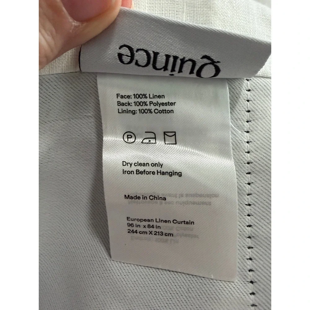 Quince European Linen True Blackout Curtain White Single Panel 98